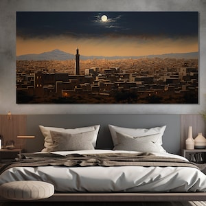 Vintage Asmara Painting Printed on Canvas, Asmara Wall Art, Abstract Eritrea Canvas Print, Eritrea Wall Art, Asmara Skyline
