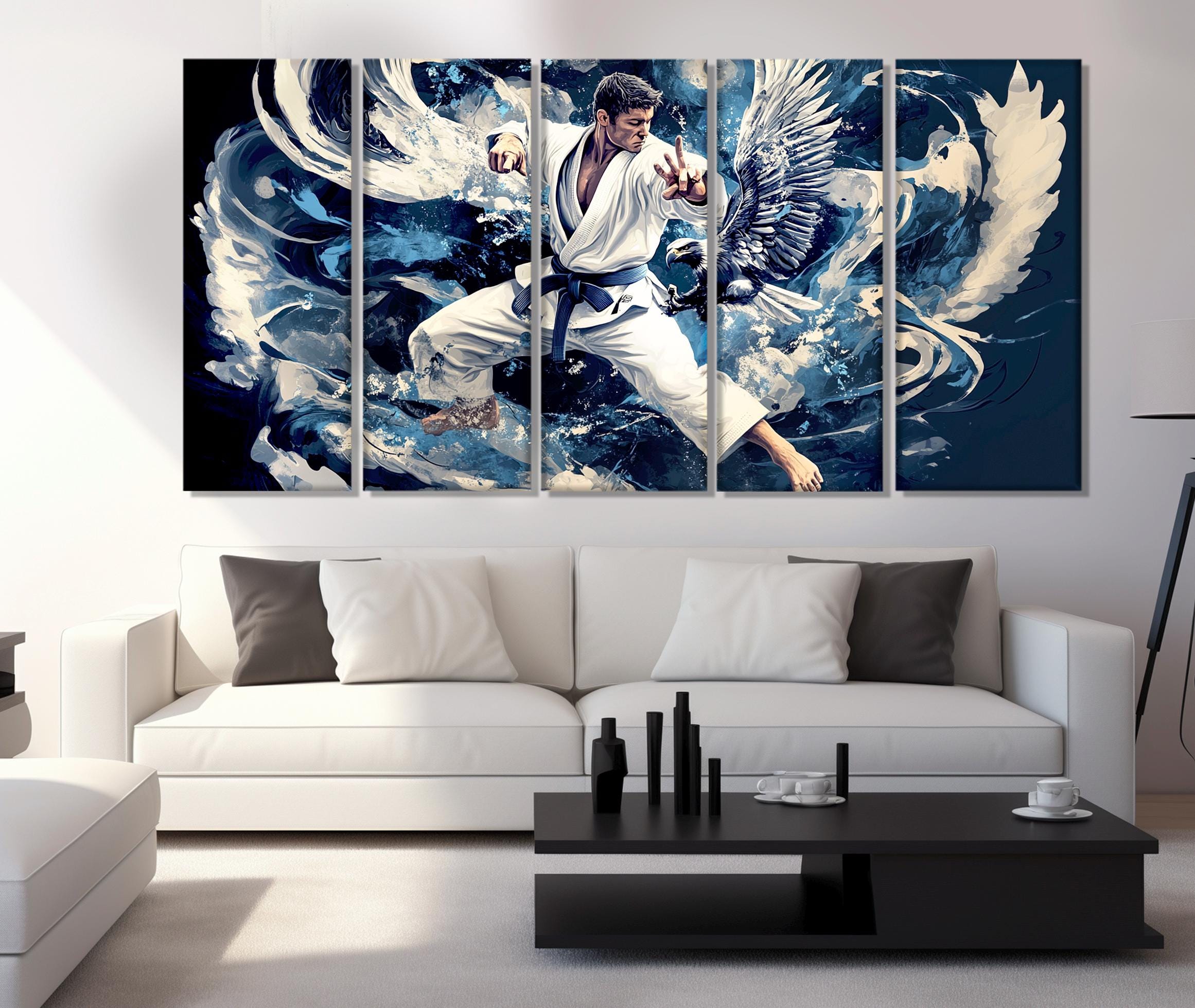Abstract Jiu-jitsu Painting Printed on Canvas, Karate Canvas Print