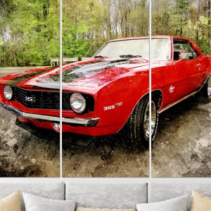 Chevrolet Camaro SS Canvas Print, Muscle Car Wall Art, Camaro Canvas Art, Sport Car Canvas, Vintage Camaro Print, Red Camaro Photo
