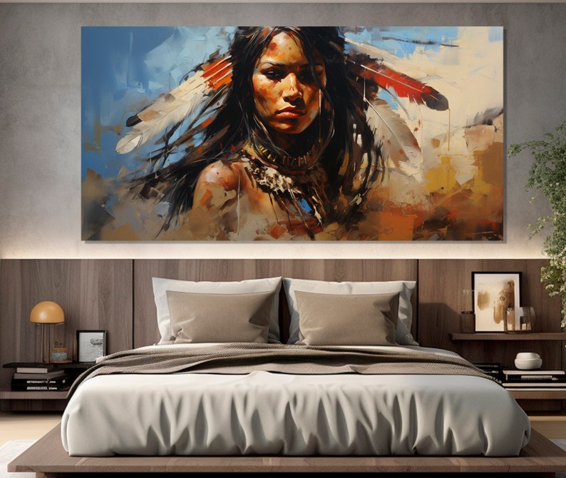 Beautiful Native American Woman Canvas Print, First Nations Wall Art ...