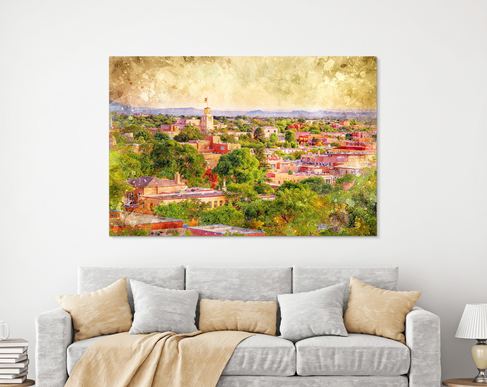 Santa Fe Skyline Santa Fe Wall Art Santa Fe Artwork Santa Etsy