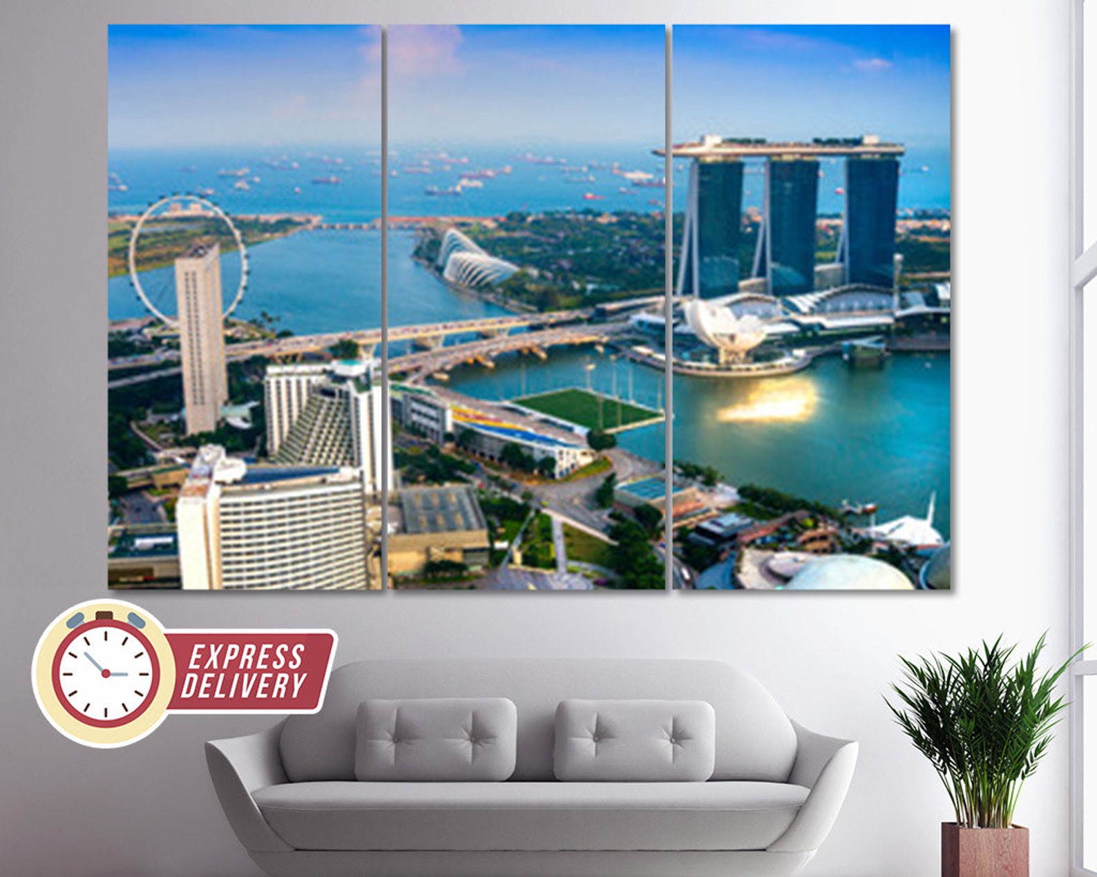 Singapore Skyline Singapore Canvas Print Singapore Wall Art Etsy