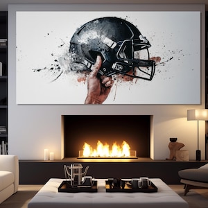 Abstract Football Wall Art, Football Helmet Canvas Print, American Football Painting, Man Cave Decor, Sports Wall Art, Football Helmet Print