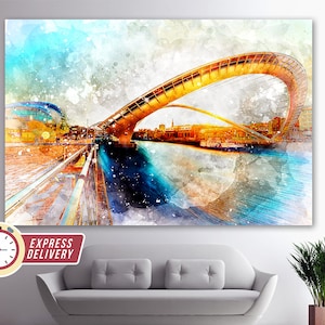Gateshead Millennium Bridge Canvas Print, Bridge Wall Art, New Castle Wall Decor, Bridge Architecture, Millennium Bridge Photo Poster