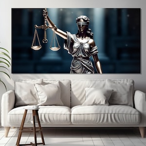 Lady Justice Canvas Print, Law Wall Art, Lawyer Gift, Lawyer Office ...