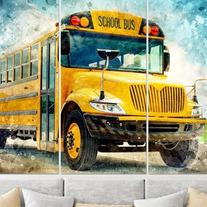 School Bus Canvas Print, School Bus Driver Gift, School Wall Art, School Gift, School Bus Print, School Bus Poster