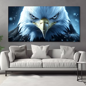 American Bald Eagle Canvas Print, Eagle Portrait Poster, US Eagle Painting, Birds Wall Art, Bald Eagle Wall Art, Large Eagle Canvas Art