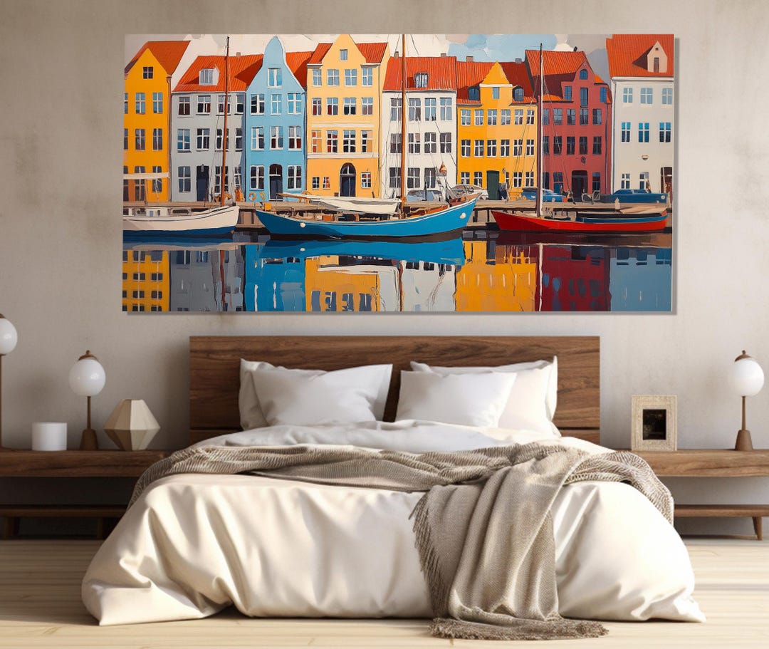 Curated visual reference: Waves At Nyhavn Nyhaven Kuittaivi Art Reference: Colorful Buildings Along Nyhavn Canal In Copenhagen Painting Printed On