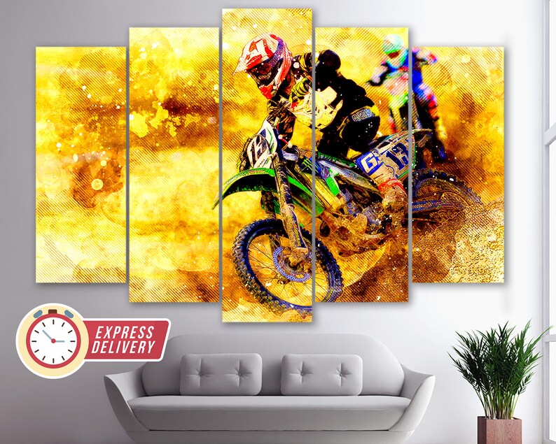 Dirt Bikes Canvas Art Motocross Canvas Dirt Bikes Wall Art Etsy