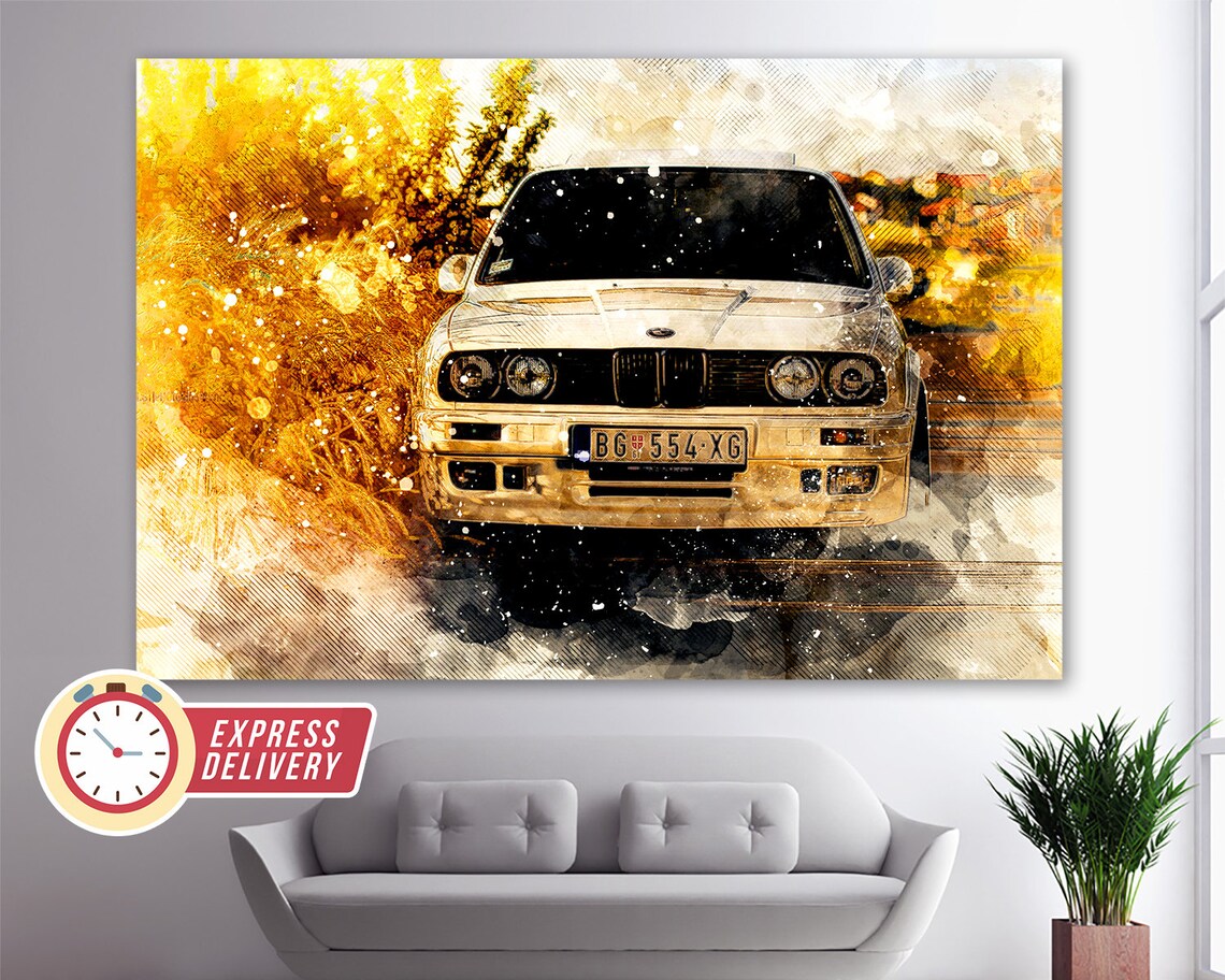Classic BMW E30 Canvas Print BMW Wall Art BMW Canvas Art Etsy