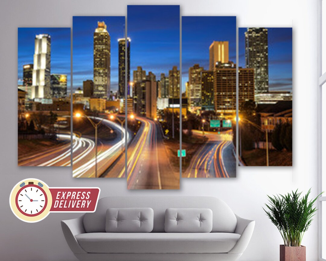 Atlanta Canvas Print Atlanta Wall Art Atlanta Skyline Etsy