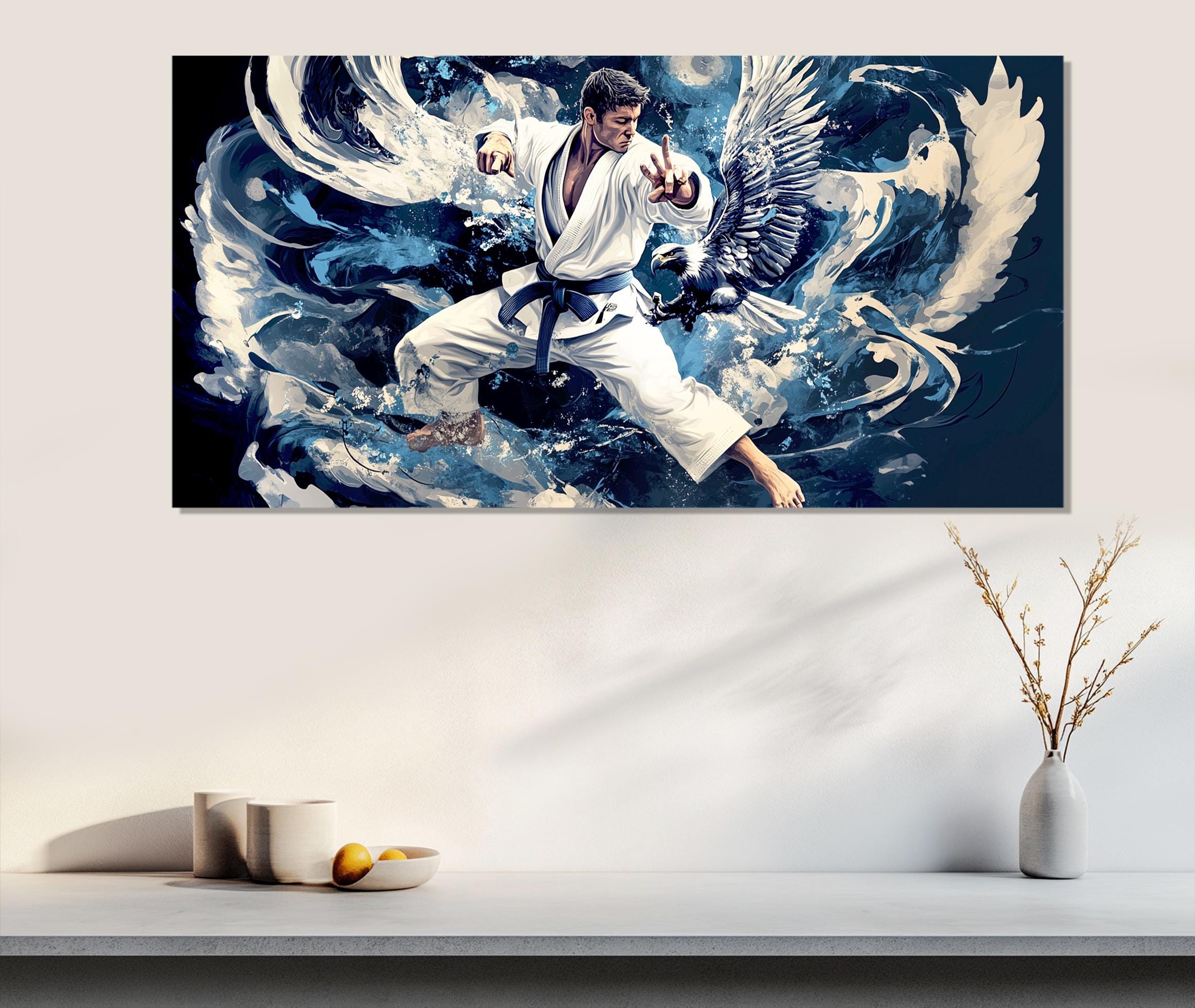 jitsu / Acrylic on canvas frameアート Abstract Jiu-jitsu Painting Printed on Canvas, Karate Canvas Print