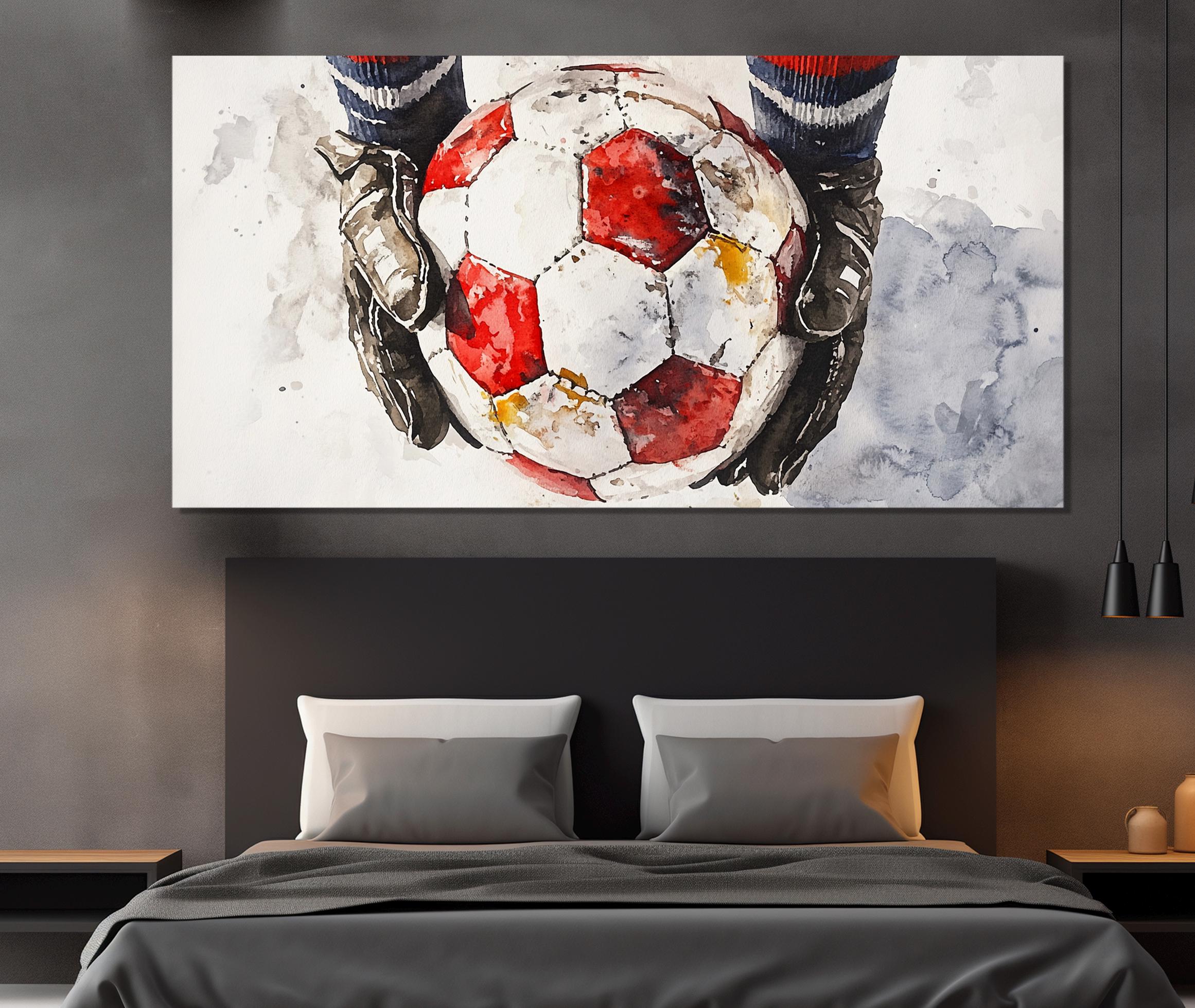 Retro voetbal kunst aan de muur, oude voetbal in handen van keeper  canvasafdruk, abstract voetbal schilderij, voetbal muur decor, keeper  cadeau - Etsy België, image size:2322x1958