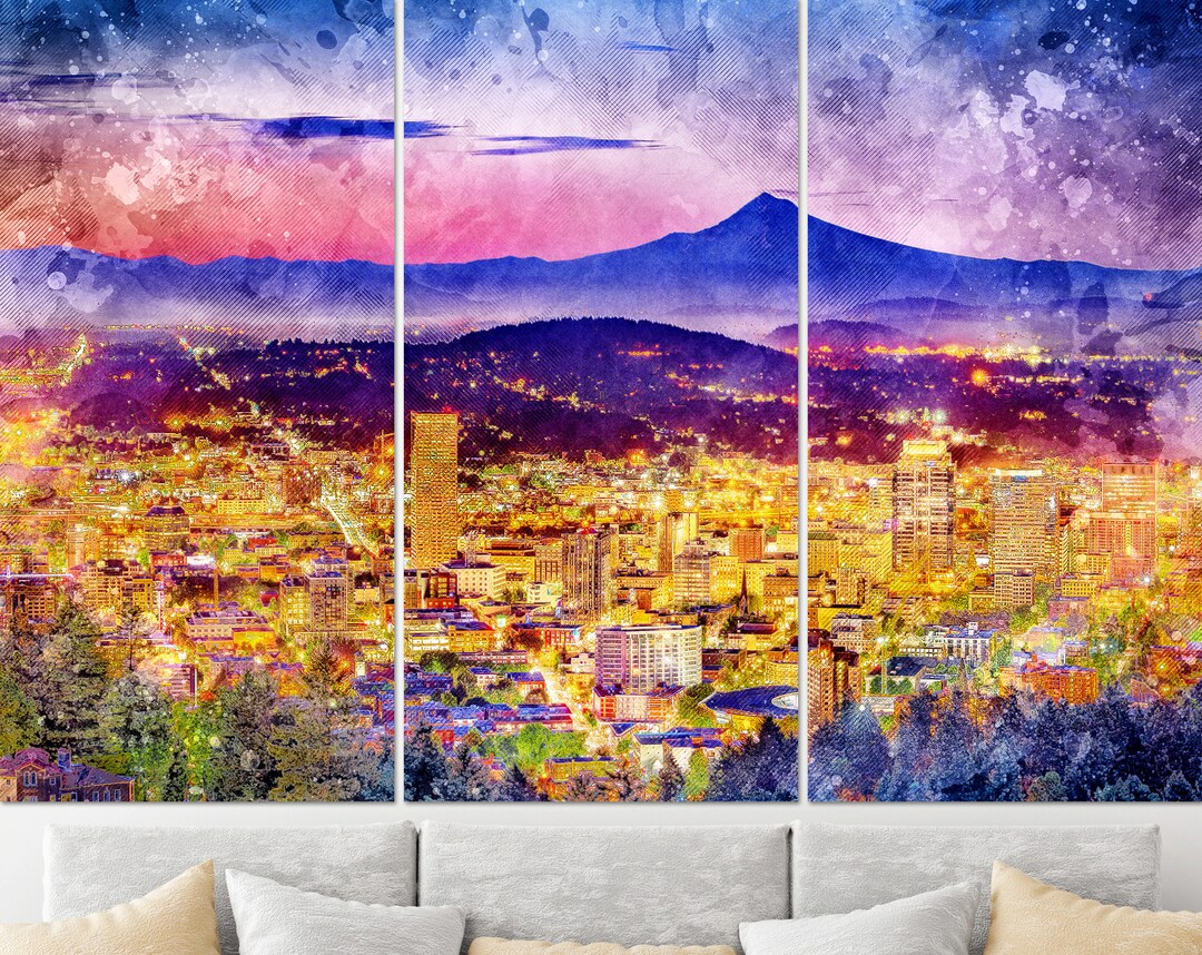 Portland Skyline, Portland Canvas Art, Portland Wall Art, Portland Painting, Portland Canvas