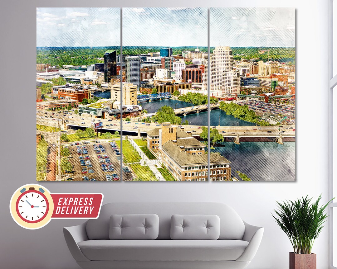 Grand Rapids Skyline, Grand Rapids Canvas, Grand Rapids Paintings