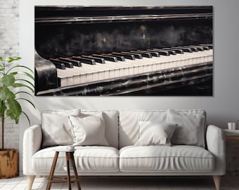 Abstract Piano Canvas Print, Piano Painting, Music Wall Art, Musician Gift, Piano Wall Art, Vintage Piano Poster, Pianist Gift