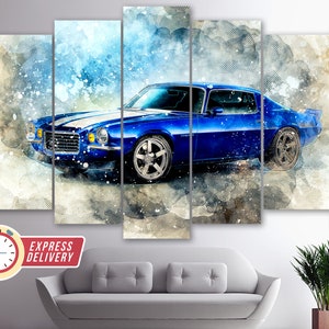Vintage Chevrolet Camaro RS Canvas Print, Muscle Car Wall Art, Camaro Canvas Art, Sport Car Canvas, Camaro Print, Camaro Decor, Camaro Photo