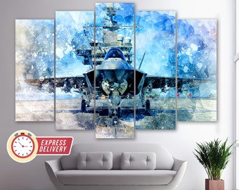 Lockheed Martin F-35 Lightning II Leinwanddruck, Militär Leinwand, Militär Wandkunst, F-35 Poster, Flugzeug, Militär Geschenk, Kampfjet
