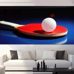 Impressão em tela minimalista de tênis de mesa, arte de parede de tênis de mesa, decoração de escola de tênis de mesa, presente de jogador de pingue-pongue, arte em tela de pingue-pongue