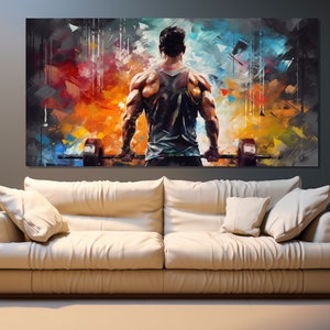 Workout Abstract Canvas Print, Fitness Wall Art, Fitness Painting, Gym Wall Decor, Workout Motivation Wall Art, Bodybuilding Wall Art