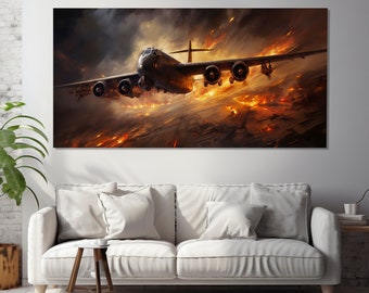 Impresión abstracta en lienzo del Boeing B-52 Stratofortress, pintura del B-52, arte mural de aviones militares, decoración de pared militar, regalo para piloto