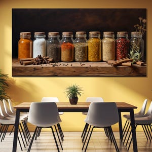 Gewürzgläser Leinwanddruck, Minimalistische Küchen Wand Dekoration, Gewürze und Kräuter Malerei, Küche Wand Kunst, Gewürze Poster, Restaurant Wand Dekoration