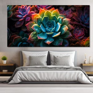 Colorful Succulent Canvas Print, Succulent Poster, Succulent Wall Art, Succulent Painting, Succulent Plant Canvas