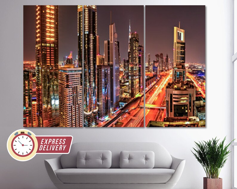 Dubai Wall Art Dubai Skyline Dubai Canvas Print Dubai Etsy