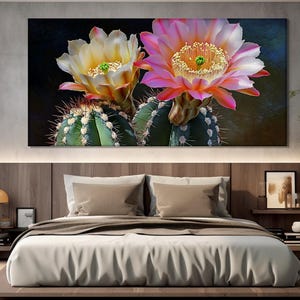 Kaktusblüte Leinwanddruck, Blühender Kaktus Poster, Kaktus Wandkunst, Kaktus Foto, Kaktusblüten Wandkunst, Kaktusblüten Leinwand Kunst