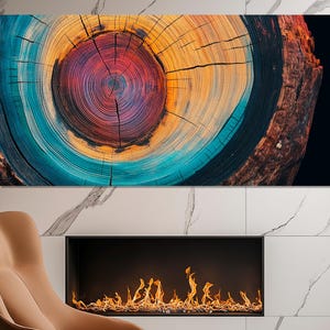 Abstract Tree Trunk Canvas Print, Colorful Tree Rings Canvas Print, Abstract Wood Texture Poster, Tree Rings Print, Warm Tones Wall Decor
