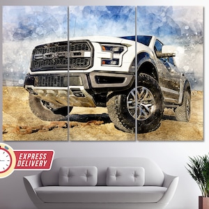 Ford F150 Raptor Truck Canvas Print, Off Road Wall Art, Ford Wall Art, Ford Canvas Art, Ford Poster, Ford Wall Decor, Ford Pickup Canvas