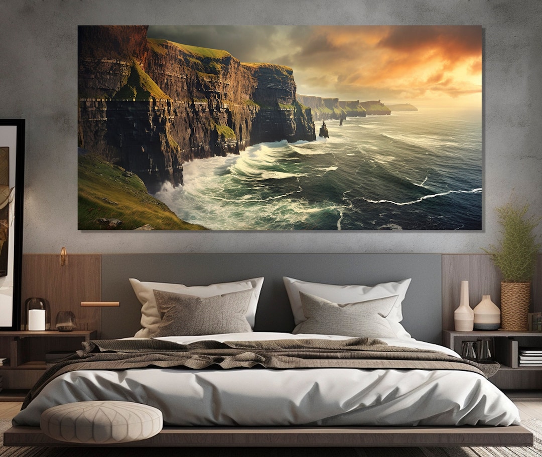 Cliffs of Moher Painting Printed on Canvas, Irish Wall Art, Ireland ...