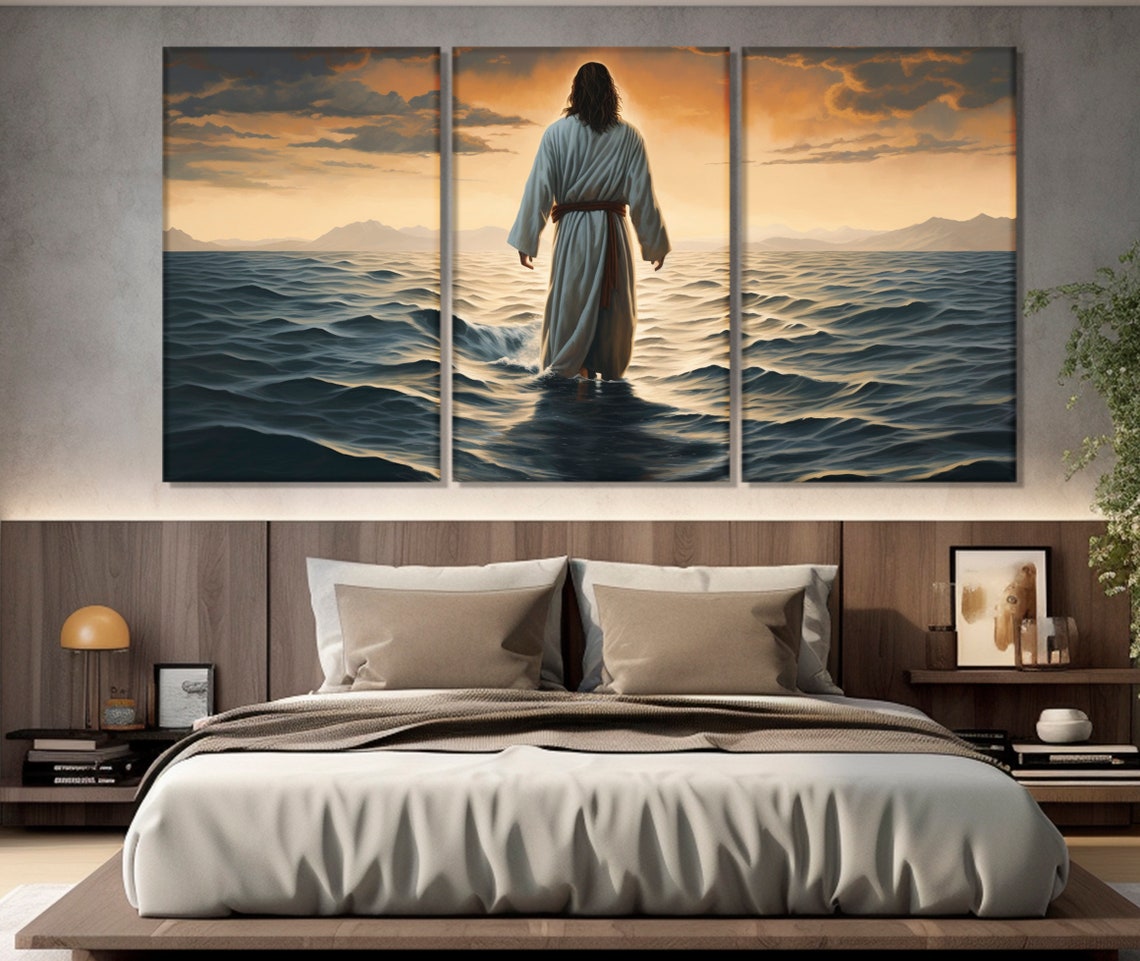 Jesus Walks on Water Canvas Print, Religious Wall Art, Jesus Christ ...