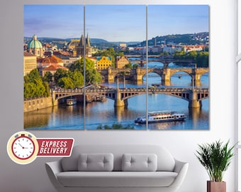 Prague Skyline, Prague Wall Art, Prague Canvas Print, Prague Canvas, Prague Photo, Czech Wall Art, Charles Bridge, Czech Decor, Czech Gift