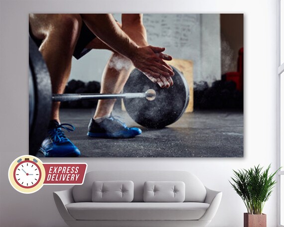 Lifting Weights Art Canvas Of Gym Motivation Wall Crossfit Decor