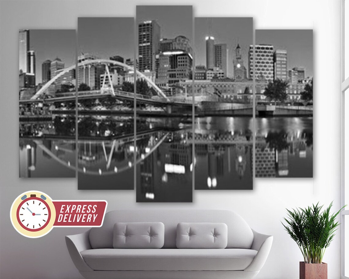 Melbourne Skyline Melbourne Canvas Print Melbourne Wall Etsy