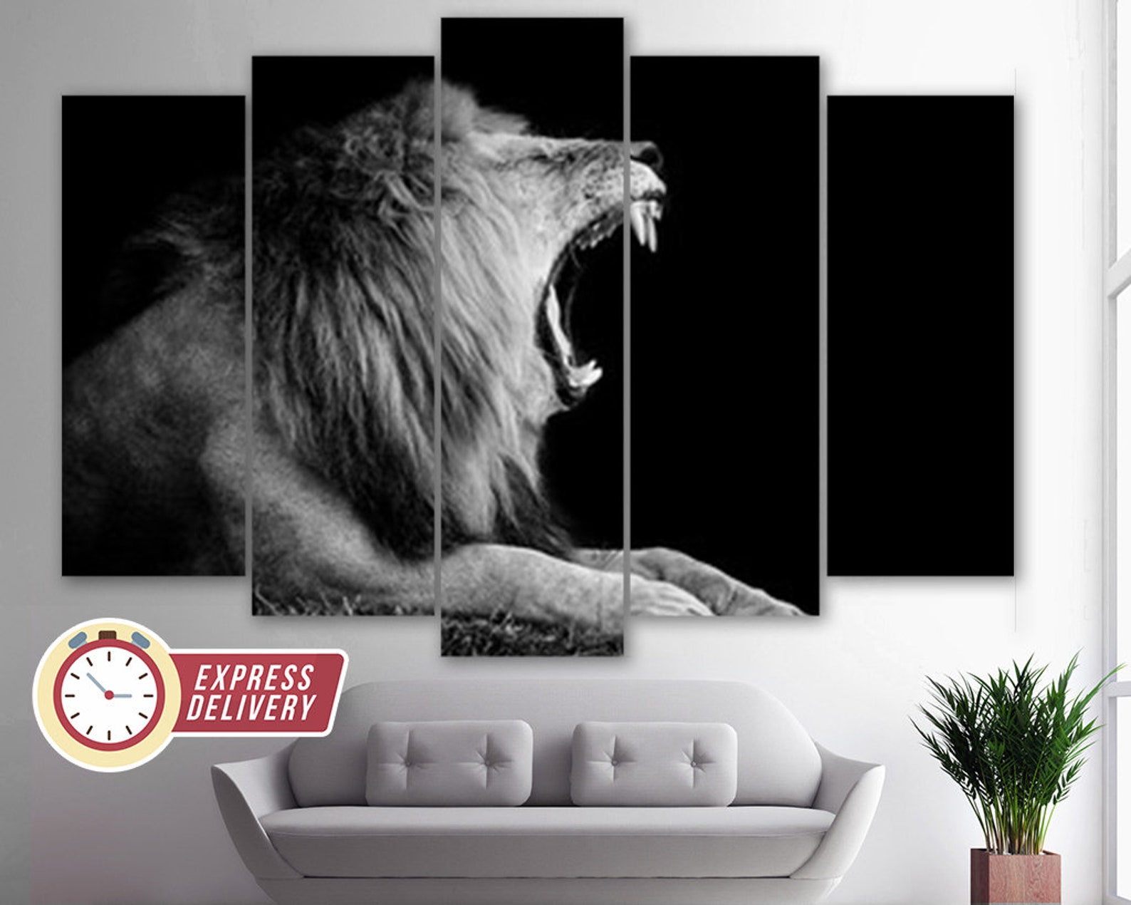 Black and White Lion Canvas Art Lion Canvas Print Lion Etsy