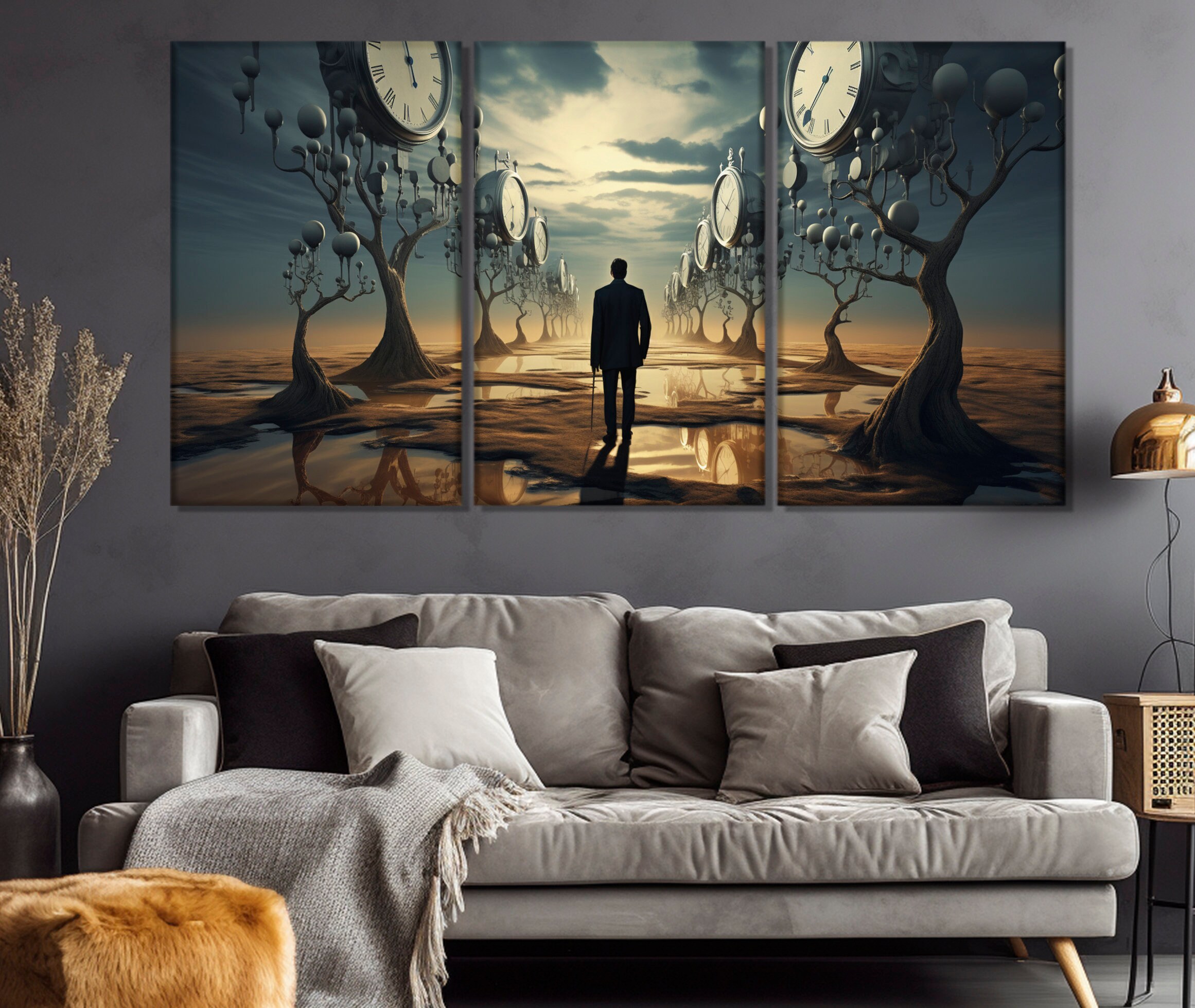 Surreal Wall Art, Abstract Clock Canvas Print, Modern Wall Decor ...