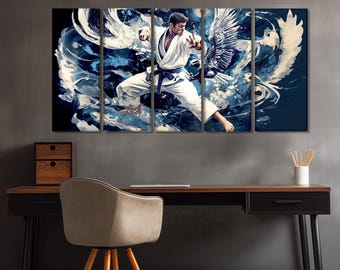 Abstract Jiu-jitsu Painting Printed on Canvas, Karate Canvas Print