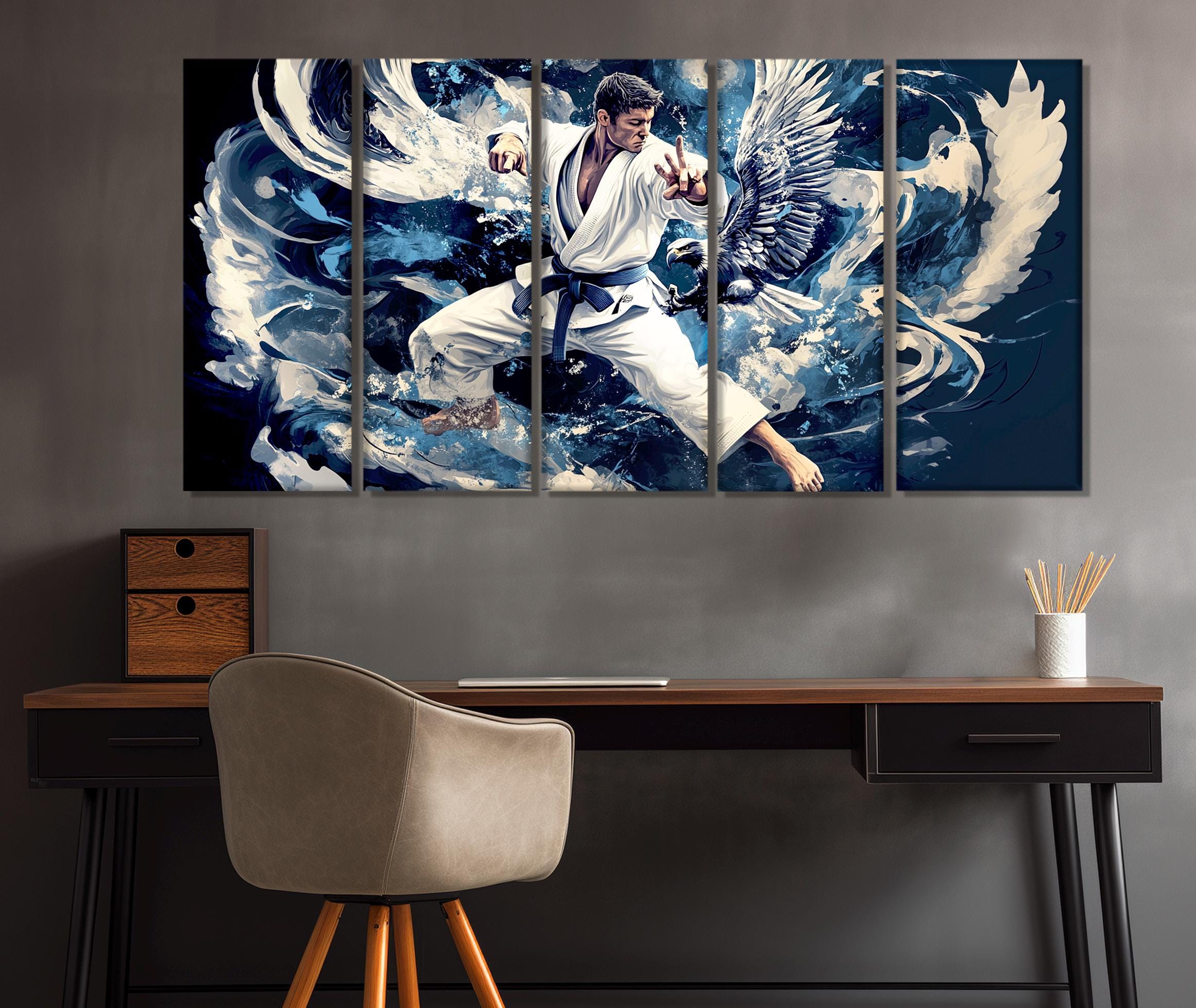 Abstract Jiu-jitsu Painting Printed on Canvas, Karate Canvas Print