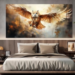 Abstract Owl Canvas Print, Owl Poster, Birds Wall Art, Owl Wall Art, Owl Painting Printed on Canvas