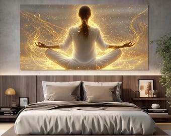 Arte de pared de meditación, impresión en lienzo de yoga, arte en lienzo zen, póster de meditación, arte de pared zen, decoración de pared de spa, decoración de estudio de yoga, póster de yoga