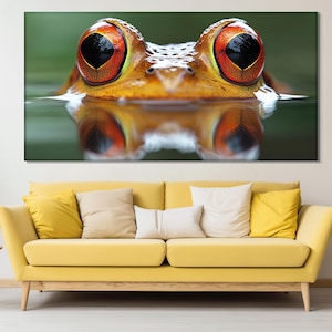 Frog in the Lake Canvas Print, Large Frog Poster, Toad Photo, Frogs Wall Art, Frog Photo