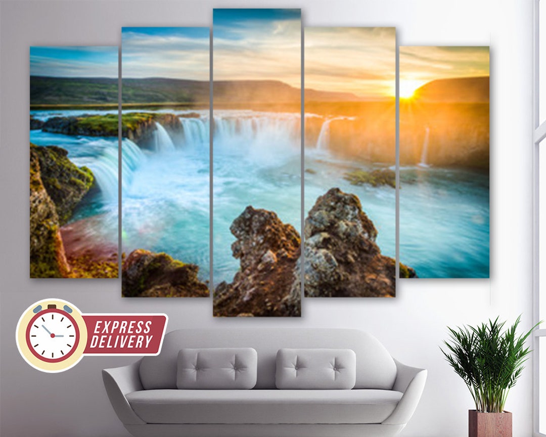 Godafoss Waterfall in Iceland Canvas Art, Waterfall Canvas Print ...