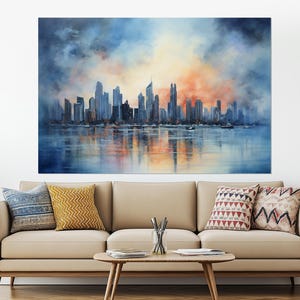 Nebliges Panama City Gemälde auf Leinwand gedruckt, Abstrakt Panama City Skyline, Panama City Leinwanddruck, Panama City Poster, Austin Wanddekor