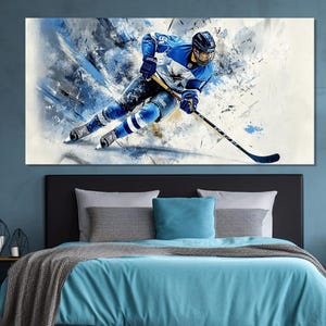Ice Hockey Canvas Print, Abstract Ice Hockey Player Painting, Ice Hockey Wall Art, Hockey Fan Gift, Hockey Player Gift, Ice Hockey Poster
