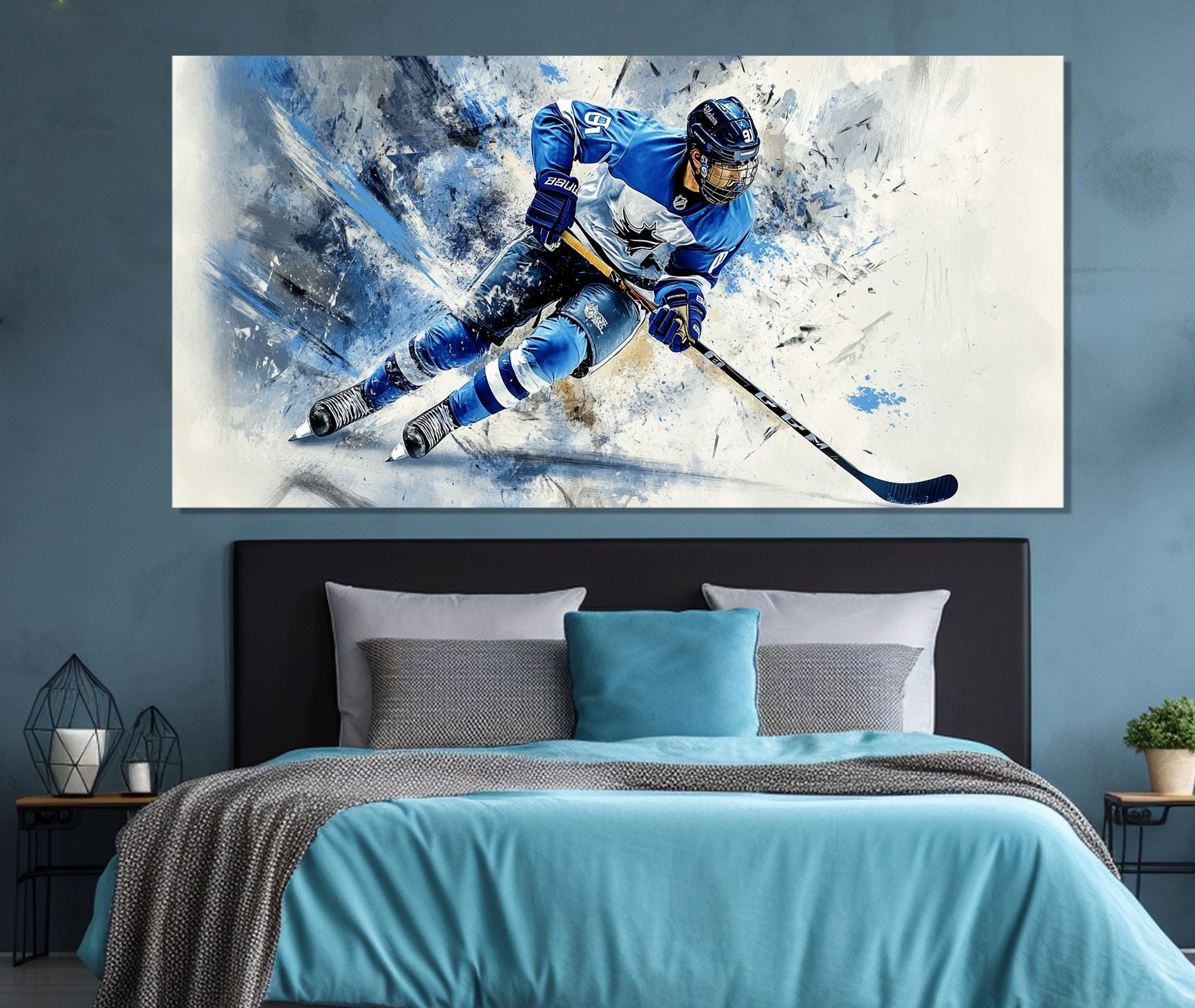 Kit Peinture Par Numéros Hockey Sur Glace - Toile 40,6 X 50,8 Cm, Peintures Et Pinceaux Inclus - Loisir Créatif Adulte/enfant