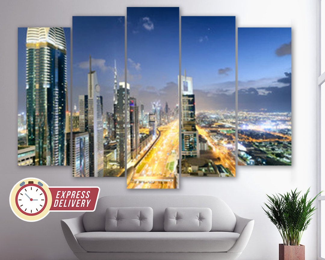 Sheikh Zayed Road Dubai Wall Art Dubai Skyline Dubai Canvas Etsy