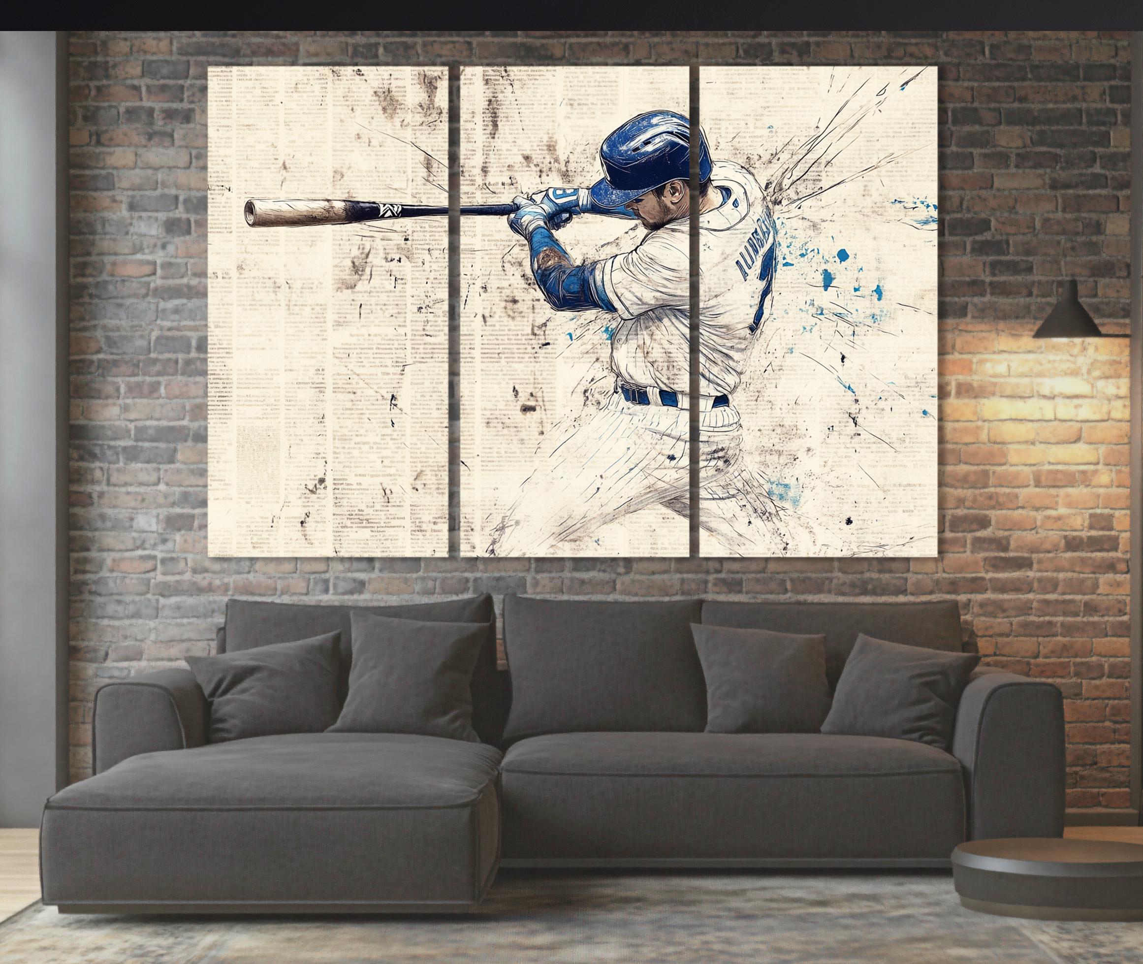 Abstract Baseball Canvas Print, Baseball Wall Art, Baseball Painting, Baseball Poster, Man Cave Wall Decor, Baseball Fan Gift