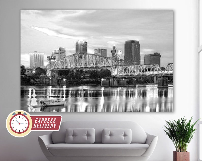 Little Rock Skyline Little Rock Canvas Little Rock Wall Art Etsy